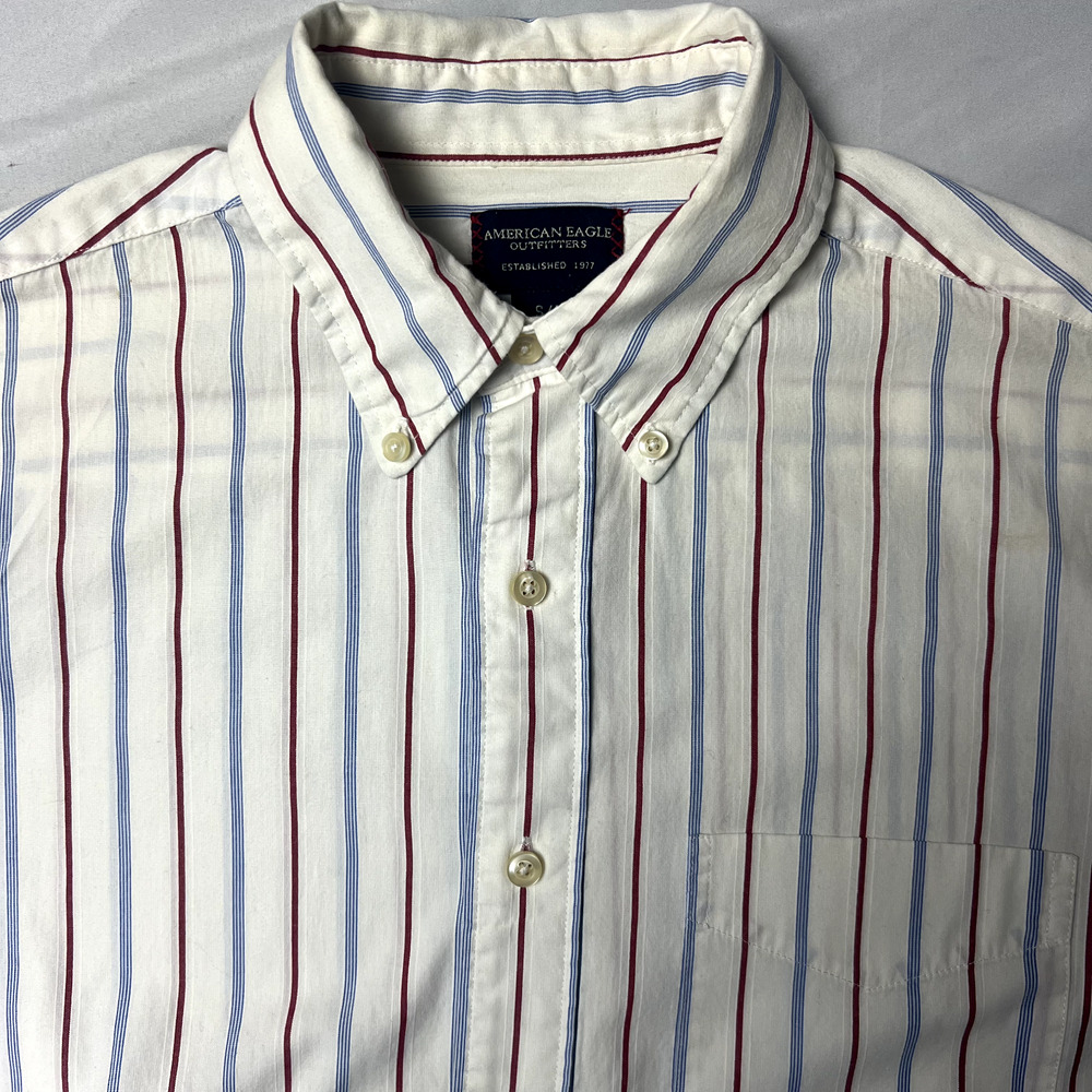 American Eagle Outfitters Small Button Up Shirt Preppy VTG Striped Patriotic Y2K